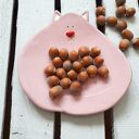 Różowy talerzyk deserowy w kształcie kota - rękodzieło ceramiczne dla kociary (Lamabo)