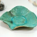 Duża misa dekoracyjna turkusowa muszla z ceramiki handmade
