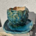 Doniczka ceramiczna handmade w turkusie - dla kwiatów, które mają oddychać