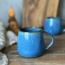 Zestaw dla dwojga - Kubek Beczułka ręcznie robiony niebieski 320 ml - Borówka
