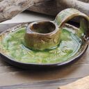 Ceramiczny kaganek na palo santo Monstera c819