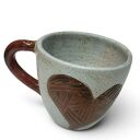 Ręcznie robiony ceramiczny kubek 250 ml w odcieniach błękitu i miedzi
