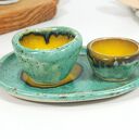 Jajecznik ceramiczny - zestaw z podstawką i miseczką na sól