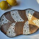 Ażurowa ceramiczna patera liść