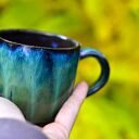Kubek ceramiczny do espresso 220 ml | black-smaragd - rękodzieło Azul Horse