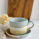 Duża filiżanka ceramiczna ze spodkiem 350 ml - Niebieskie migdały