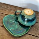 Ceramiczna filiżanka z figurką sowy płomykówki - leśne jeziorko (ok. 380 ml)