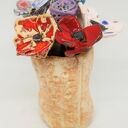 Komplet kwiatów ceramicznych z wazonem - szamotowe handmade