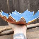 Ceramiczna patera z odciskiem prawdziwego liścia klonu (c882)