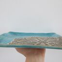 Turkusowa kwadratowa patera ceramiczna z koronką