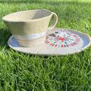 Ręcznie robiony zestaw ceramiczny z Buldogiem Francuskim