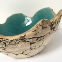 Turkusowa miska ceramiczna dekoracyjna handmade