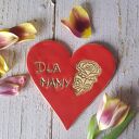 Dla Mamy - duże serce ceramiczne z różą (zawieszka)