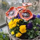 Kwiaty ceramiczne 5 sztuk - ręcznie szkliwione na druciku florystycznym