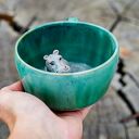 Ceramiczna filiżanka z hipopotamem w zieleni - ok. 400 ml, rękodzieło na prezent
