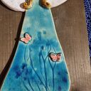 Anioł ceramiczny z motylami - turkusowa dekoracja handmade