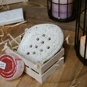 Biała mydelniczka ceramiczna w kształcie elipsy - wypalana dwukrotnie