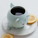 Miętowa filiżanka kot Kizior - Lamabo Ceramics