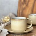 Prosta filiżanka ceramiczna ze spodkiem 250 ml beżowa - Pustynny piach