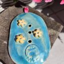 Turkusowa mydelniczka ceramiczna z lawendą - II gatunek