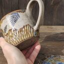 Ceramiczny kubek z podstawką - liść paproci ( c911)