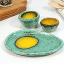 ceramiczny - zestaw podstawka, jajecznik, miseczka na sól