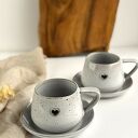 Filiżanka ze spodkiem 250 ml Cappuccino z sercem - boho handmade