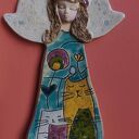 Ręcznie robiony ceramiczny anioł z kotami