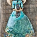 Anioł ceramiczny z kotkiem