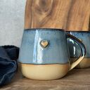Kubek Beczułka ręcznie robiony 320 ml - jeansowy z sercem
