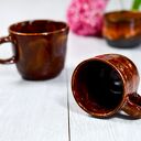 Zestaw kawowy espresso - 2 kubki plus czarka ogniste (ceramika handmade)