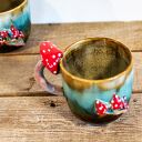 Handmade duży kubek z muchomorkiem - turkusowe poszycie, ok. 460 ml