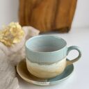 Duża filiżanka ceramiczna ze spodkiem 350 ml - Niebieskie migdały