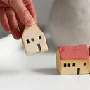 Ręcznie robione ceramiczne domki - zestaw 3 dekoracji