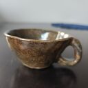Ręcznie robiona filiżanka ceramiczna brązowa - Wolna Chwila (ok. 110 ml)