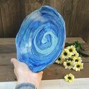 Ręcznie robiona misa ceramiczna Shiraja c852 w niebieskich akwarelach