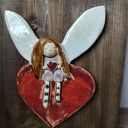 Anioł ceramiczny na desce - ręcznie robiona zawieszka (ok. 20 cm)