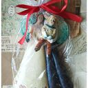 Para anielska z dzieckiem - ceramiczna figurka handmade na ślub