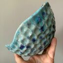 Ręcznie robiona miska ceramiczna Galaktyczne Turquoise z efektem Craquele