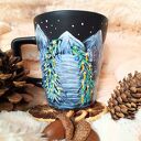 Zimowy kubek 300 ml - ręcznie malowana porcelana, prezent dla niej