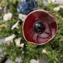Kwiaty ceramiczne 3 szt. na druciku - głęboka czerwień