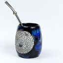 naczynie do yerba mate / duże matero ceramiczne handmade - Aztec Aurora