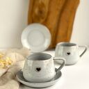 Filiżanka ze spodkiem 250 ml Cappuccino z sercem - boho handmade