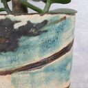 Osłonka na doniczkę z ceramiki handmade - turkusowo-brązowe szkliwienie (Ø11 cm)