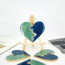 Ceramiczny magnes Serce - dwie połówki boho