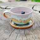 Filiżanka z figurką kota Tundra - rękodzieło ceramiczne ok. 290 ml (czarna)