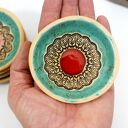 Ceramiczna podstawka pod kadzidło i miseczka na biżuterię - rubin