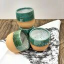 Czarka do espresso ceramiczna z podstawką - liść (ręcznie malowana)
