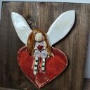 Anioł ceramiczny na desce - ręcznie robiona zawieszka (ok. 20 cm)