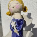 Aniołek ceramiczny na chrzest i komunię - prezent handmade
